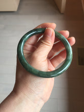 Load image into Gallery viewer, 60.2mm Certified Type A 100% Natural oily dark green(老油青) gray black round cut Jadeite Jade bangle BH102-0692