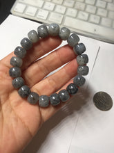 Load image into Gallery viewer, 9/10mm 100% Natural icy black sesame paste(冰芝麻糊青花) vintage style nephrite Jade bead bracelet group HN31