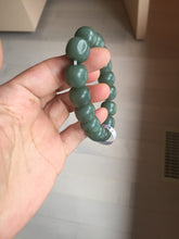 Load image into Gallery viewer, 100% Natural 13.8x13mm green/yellow/brown/blue/gray vintage style nephrite Jade bead man bracelet HF22