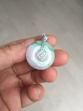 Load image into Gallery viewer, 23.5/4.9mm Type A 100% Natural green white Jadeite Jade Safety Guardian Button donuts Pendant BP115