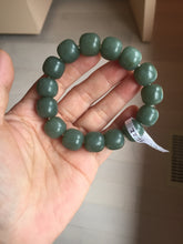 Load image into Gallery viewer, 100% Natural 13.8x13mm green/yellow/brown/blue/gray vintage style nephrite Jade bead man bracelet HF22