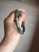 Load image into Gallery viewer, 60.2mm Certified Type A 100% Natural oily dark green(老油青) gray black round cut Jadeite Jade bangle BH102-0692