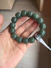 Load image into Gallery viewer, 100% Natural 13.8x13mm green/yellow/brown/blue/gray vintage style nephrite Jade bead man bracelet HF22