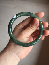 Load image into Gallery viewer, 60.2mm Certified Type A 100% Natural oily dark green(老油青) gray black round cut Jadeite Jade bangle BH102-0692