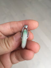 Load image into Gallery viewer, 23.5/4.9mm Type A 100% Natural green white Jadeite Jade Safety Guardian Button donuts Pendant BP115