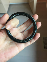 Load image into Gallery viewer, 58.6mm 100% Natural Dark Green/Black Meteorite Starry Night Sky Galaxy Nephrite Bangle HN181-0565
