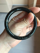 Load image into Gallery viewer, 58.6mm 100% Natural Dark Green/Black Meteorite Starry Night Sky Galaxy Nephrite Bangle HN181-0565