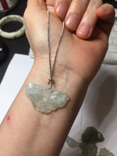 Load image into Gallery viewer, 100% Natural type A icy watery light green clear Jadeite Jade butterfly pendant PH113-4