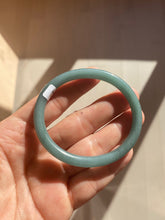 Load image into Gallery viewer, 48mm Certified Type A 100% Natural deep sea green/blue/gray/white oval round cut Guatemala Jadeite bangle KS95-2468