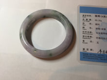 Load image into Gallery viewer, 54.4mm certified 100% natural Type A light purple with sunny green flying flowers jadeite jade bangle BL105-8717