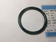 Load image into Gallery viewer, 60.5mm Certified Type A 100% Natural dark green blue gray black slim round cut Guatemala Jadeite bangle PC176-2056