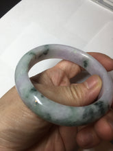 Load image into Gallery viewer, 54.4mm certified 100% natural Type A light purple with sunny green flying flowers jadeite jade bangle BL105-8717