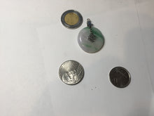 Load image into Gallery viewer, 23.5/4.9mm Type A 100% Natural green white Jadeite Jade Safety Guardian Button donuts Pendant BP115