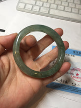 Load image into Gallery viewer, Shopify only. 54mm certified 100% natural Type A icy watery oliy dark green(油青) brown jadeite jade bangle BS103-4060