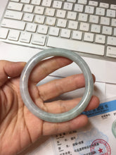 Load image into Gallery viewer, 59mm Certified Type A 100% Natural light green white purple round cut jadeite Jade bangle PB256-3232