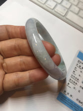 Load image into Gallery viewer, 61.5mm Certified Type A 100% Natura light green white purple Jadeite bangle X159-3830