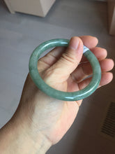 Load image into Gallery viewer, 54.5mm Certified type A 100% Natural dark green gray round cut Jadeite bangle PD44-9590