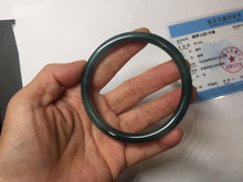 Load image into Gallery viewer, 60.5mm Certified Type A 100% Natural dark green blue gray black slim round cut Guatemala Jadeite bangle PC176-2056