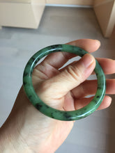Load image into Gallery viewer, 58.1mm Certified 100% Natural Fresh Young Green/Dark Green/Black Green Ink Painting (绿水墨) Round Cut Nephrite (Wulanhai 乌兰海碧玉) Bangle HN180-7344