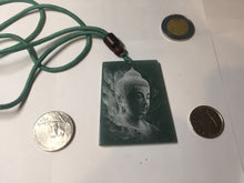 Load image into Gallery viewer, 100% Natural type A green/blue/gray Guatemala jadeite Jade shadow carving buddha pendant necklace BP114
