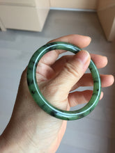 Load image into Gallery viewer, 58.1mm Certified 100% Natural Fresh Young Green/Dark Green/Black Green Ink Painting (绿水墨) Round Cut Nephrite (Wulanhai 乌兰海碧玉) Bangle HN180-7344