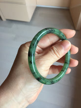 Load image into Gallery viewer, 58.1mm Certified 100% Natural Fresh Young Green/Dark Green/Black Green Ink Painting (绿水墨) Round Cut Nephrite (Wulanhai 乌兰海碧玉) Bangle HN180-7344