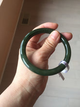 Load image into Gallery viewer, 60.7mm certified 100% Natural dark green/black round cut nephrite (碧玉) bangle HN67-9138