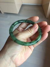 Load image into Gallery viewer, 58.1mm Certified 100% Natural Fresh Young Green/Dark Green/Black Green Ink Painting (绿水墨) Round Cut Nephrite (Wulanhai 乌兰海碧玉) Bangle HN180-7344