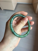 Load image into Gallery viewer, 58.1mm Certified 100% Natural Fresh Young Green/Dark Green/Black Green Ink Painting (绿水墨) Round Cut Nephrite (Wulanhai 乌兰海碧玉) Bangle HN180-7344
