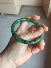 Load image into Gallery viewer, 58.1mm Certified 100% Natural Fresh Young Green/Dark Green/Black Green Ink Painting (绿水墨) Round Cut Nephrite (Wulanhai 乌兰海碧玉) Bangle HN180-7344