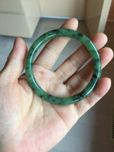Load image into Gallery viewer, 58.1mm Certified 100% Natural Fresh Young Green/Dark Green/Black Green Ink Painting (绿水墨) Round Cut Nephrite (Wulanhai 乌兰海碧玉) Bangle HN180-7344