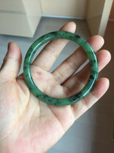 Load image into Gallery viewer, 58.1mm Certified 100% Natural Fresh Young Green/Dark Green/Black Green Ink Painting (绿水墨) Round Cut Nephrite (Wulanhai 乌兰海碧玉) Bangle HN180-7344