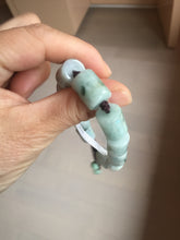 Load image into Gallery viewer, 54–66mm 100% Natural Type A light Green, White Gray Jadeite Cylinder Bead Bracelet PC244
