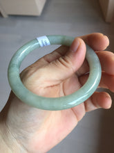 Load image into Gallery viewer, 55.5mm Certified type A 100% Natural light green gray round cut Jadeite bangle PD43-9583