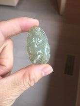 Load image into Gallery viewer, Type A 100% Natural Icy Watery Light Green gray (淡油冰)Jadeite Jade Greatest of All Time Goat Pendant PC229