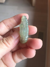 Load image into Gallery viewer, Type A 100% Natural Icy Watery Light Green gray (淡油冰)Jadeite Jade Greatest of All Time Goat Pendant PC229