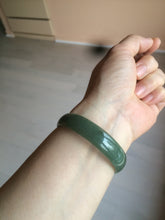 Load image into Gallery viewer, 51.6mm certified Type A 100% Natural oily dark green thin style Jadeite jade bangle M87-2820