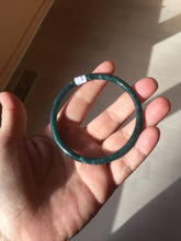 Load image into Gallery viewer, 59.5mm Certified Type A 100% Natural dark green/blue/gray with Guatemala slim round cut Jadeite bangle BG201-8853