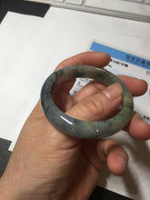 Load image into Gallery viewer, 49mm certified Type A 100% Natural icy watery yellow black(WuJi) oval Jadeite Jade bangle BM113-2674