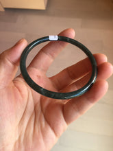 Load image into Gallery viewer, 59.5mm Certified Type A 100% Natural dark green/blue/gray with Guatemala slim round cut Jadeite bangle BG201-8853