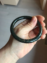 Load image into Gallery viewer, 59mm 100% Natural Dark Green/Black Meteorite Starry Night Sky Galaxy Nephrite Bangle HN179-0578