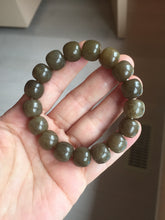 Load image into Gallery viewer, 100% Natural 12x11mm dark sugar brown black gray(糖料) vintage style nephrite Jade bead bracelet HF82