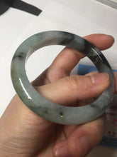 Load image into Gallery viewer, Shopify only. 56.5mm certified 100% natural type A dark green white jadeite jade bangle BN88-4487