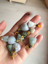 Load image into Gallery viewer, 100% Natural type A dark green/purple/gray Jadeite Jade lotus pod hanger BF40