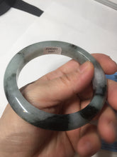 Load image into Gallery viewer, Shopify only. 56.5mm certified 100% natural type A dark green white jadeite jade bangle BN88-4487