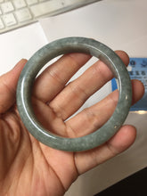 Load image into Gallery viewer, 56.4mm certified type A 100% Natural oily dark green gray black with flying snow Jadeite jade bangle PC202-7675