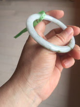 Load image into Gallery viewer, 53.6mm 100% natural Type A brown green white flat round cut jadeite jade bangle F58-7010
