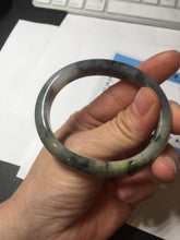Load image into Gallery viewer, 49mm certified Type A 100% Natural icy watery yellow black(WuJi) oval Jadeite Jade bangle BM113-2674