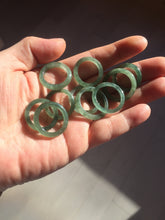 Load image into Gallery viewer, 100% natural type A ice watery dark green/gray/black(冰油青) jadeite jade band ring AU83