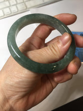 Load image into Gallery viewer, 56.4mm certified type A 100% Natural oily dark green gray black with flying snow Jadeite jade bangle PC202-7675